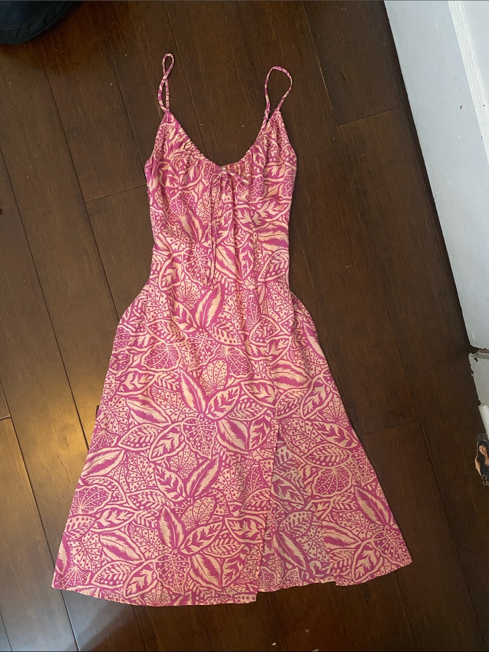 Sienna Sky Pink and Cream Maxi Dress with Leaf Print